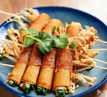Tofu Skin Rolls with Enoki Mushrooms
