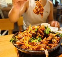 Grilled Meat on Iron Skillet