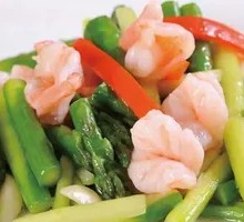 Asparagus and Yam Stir-Fried Shrimp Balls