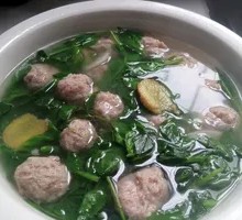 Pea Shoots and Meatball Soup