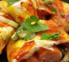 Grilled Cold Noodles with Pork Belly, Sausage and Egg