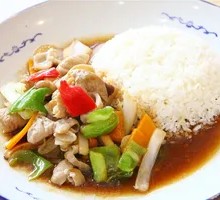 Spicy Pork Intestine Rice Bowl