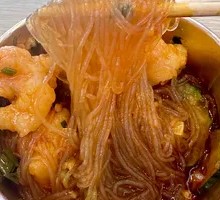Spicy Hot Pot with Rice Noodles and Shrimp Balls