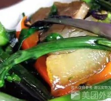 Stir-fried Cabbage Greens with Twice-cooked Pork Rice Bowl