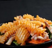 Sautéed Squid with Wild Celery on Iron Plate