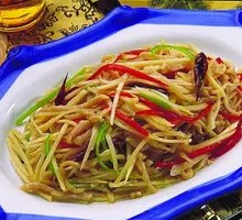 Wild Bamboo Shoots Stir-Fried with Pork Strips